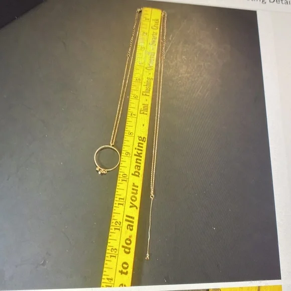 14k GP Levi double 2 necklace circle & Y - Picture 8 of 15